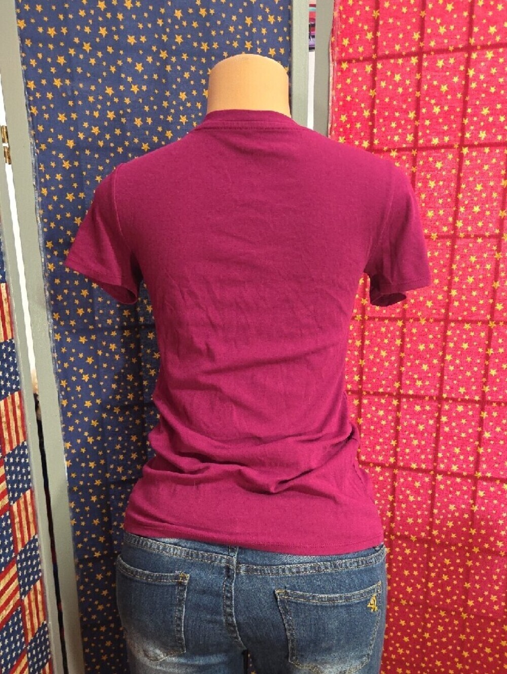 Time and Tru Women's Short Sleeve Crew Tee - Magenta- MATERNITY - Picture 4 of 4